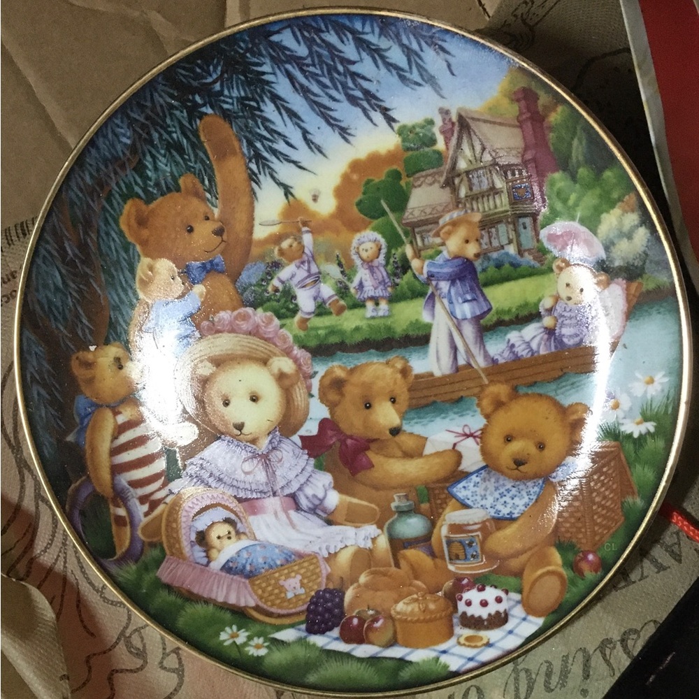 Franklin Mint A Teddy Bear Picnic 1991 Limited Edition Plate By Carol Lawson